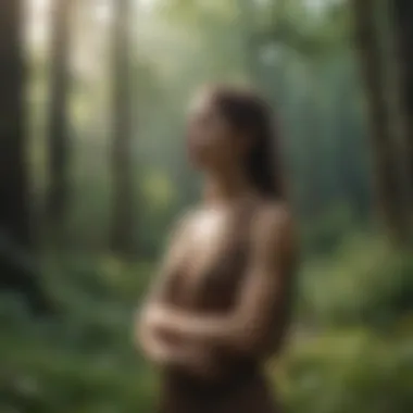 Embracing Stillness in Nature Meditative figure surrounded by nature