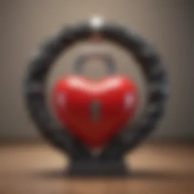 A heart intertwined with a lock symbolizing secure connections.