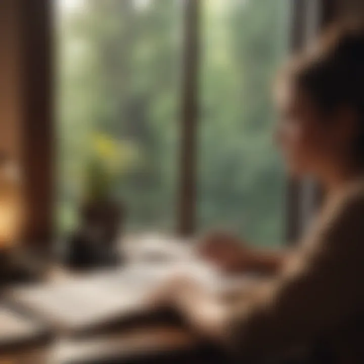 A person journaling affirmations in a cozy environment