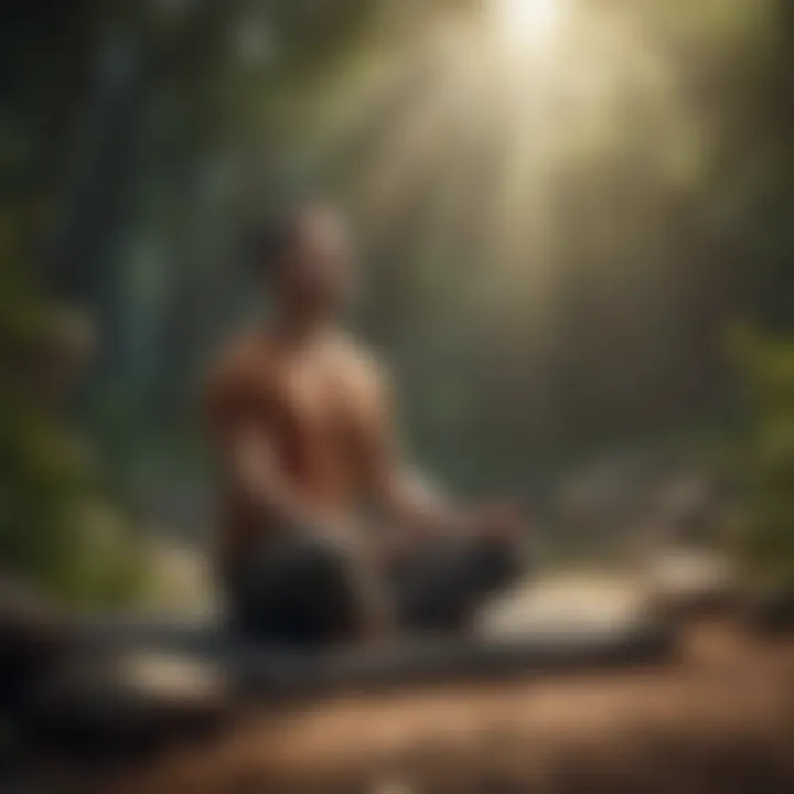 A person meditating in a peaceful environment