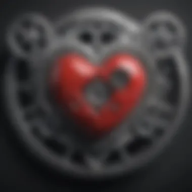 A close-up of a heart symbol intertwined with gears, representing the connection between emotions and decision-making.