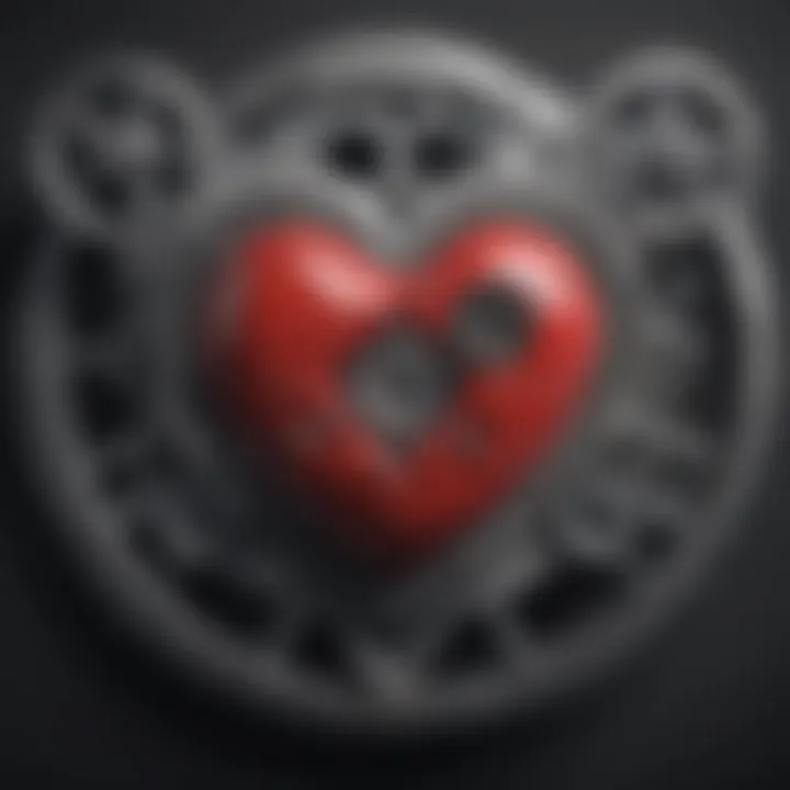 A close-up of a heart symbol intertwined with gears, representing the connection between emotions and decision-making.