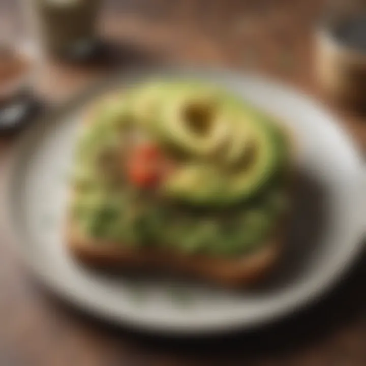 Whole grain toast topped with avocado and a sprinkle of chia seeds, promoting gut health.