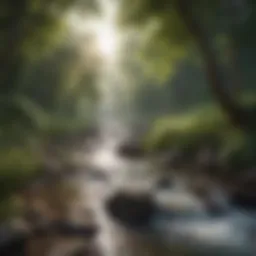 Illustration of a serene landscape with a flowing river