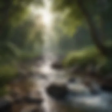Tranquility of Nature Illustration of a serene landscape with a flowing river