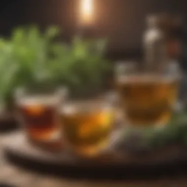 Herbal Teas for Digestive Comfort A serene setting with herbal teas and digestive aids