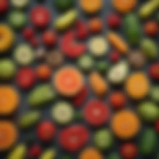 A vibrant assortment of fruits and vegetables known for their gut-cleansing properties