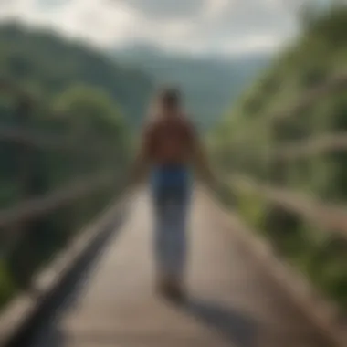 Crossing Bridges of Confidence Person conquering fear by crossing bridge