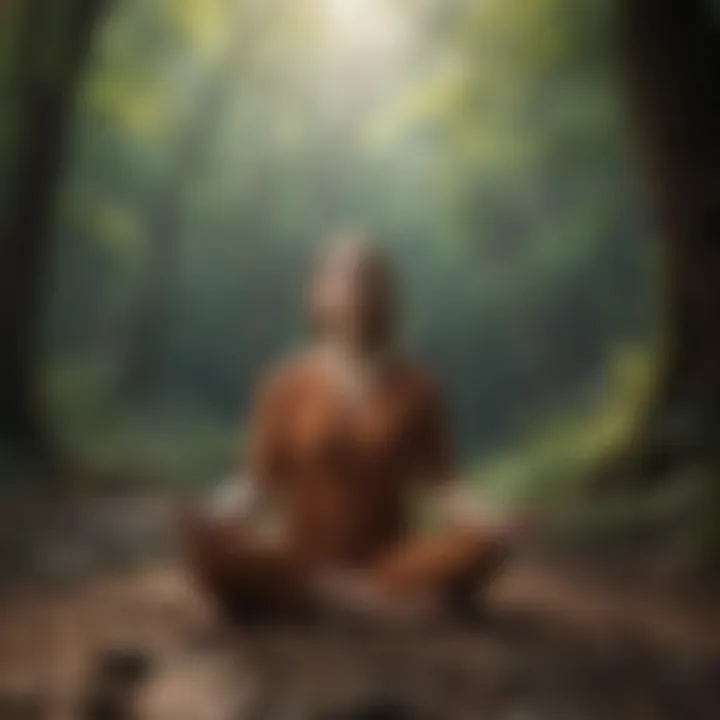 Person meditating in peaceful nature setting