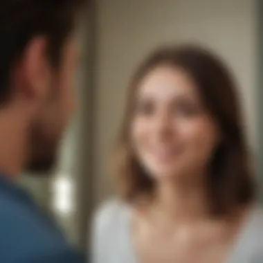 Mirror of Self-Assurance Person looking at mirror, smiling confidently