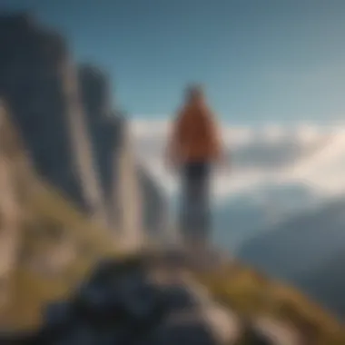 Confident person standing at mountain top