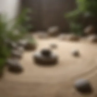 Zen garden with rocks and sand reflecting calmness and balance