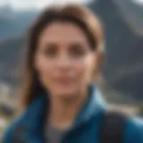 Woman standing confidently on mountain top