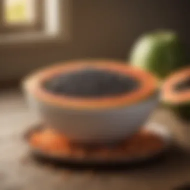 Papaya Seeds Treatment for Parasitic Infections Bowl of papaya seeds, a natural anti-parasitic remedy