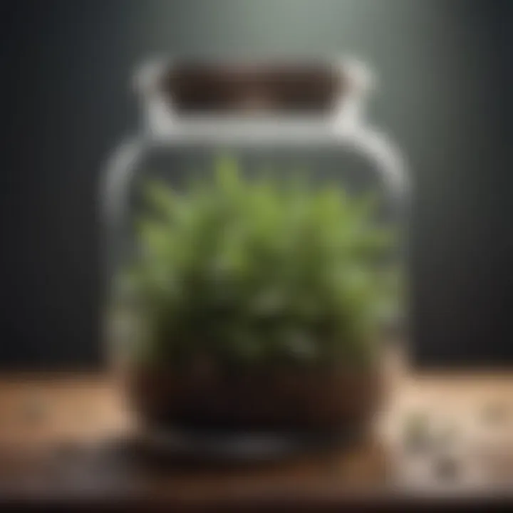 Aromatic tea leaves in elegant glass jar