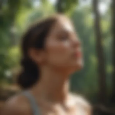 Deep Breathing Practice in Nature A person practicing deep breathing in a peaceful setting
