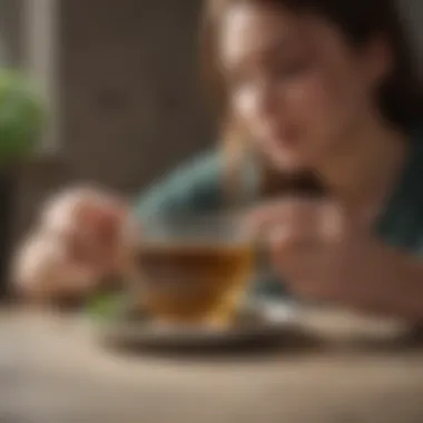 Tea Time Tranquility Person enjoying a quiet moment with a cup of herbal tea