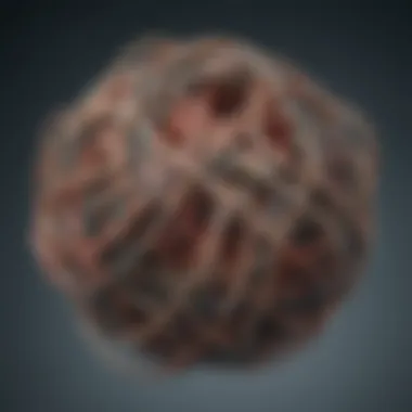 Untangling Life's Complexities Abstract visualization of life's complexities with tangled string and unraveling knot