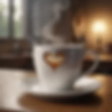 Coffee cup with heart-shaped steam