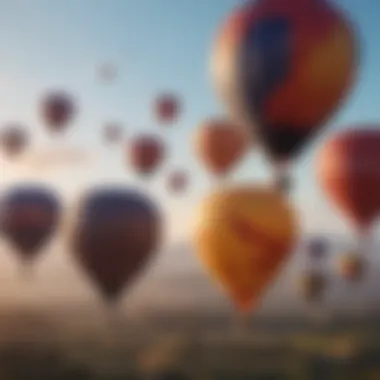 Colorful hot air balloons against a clear sky