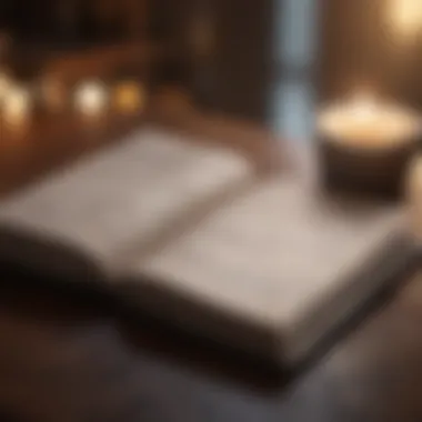 A journal opened with reflections and notes