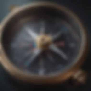 Illustration of a compass pointing towards purpose