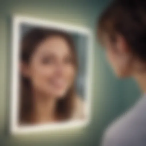 Illustration of a person looking in the mirror with a smile