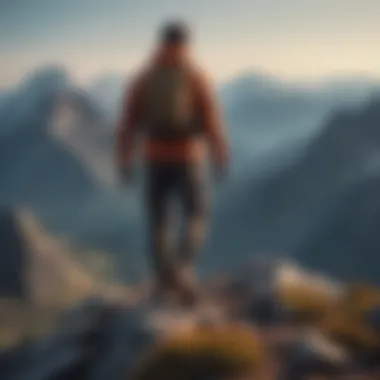 Person standing confidently on top of mountain peak