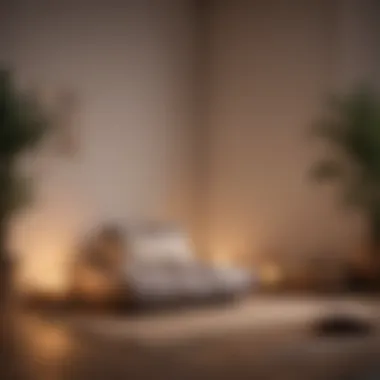 A calm meditation corner with cushions and soft lighting