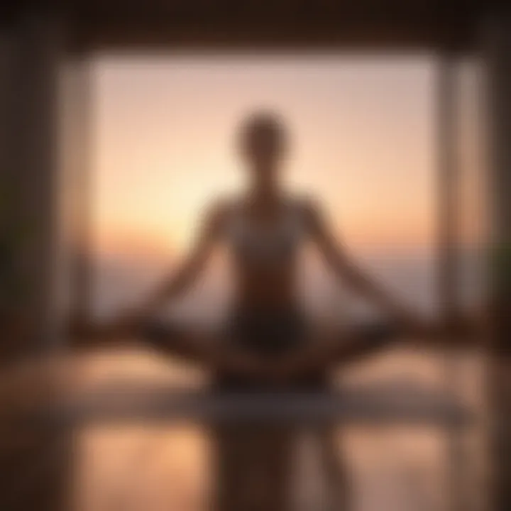 Meditative yoga practice at dawn