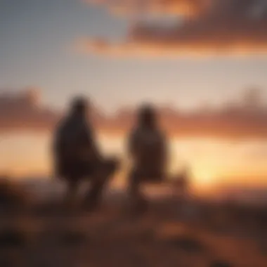 Illustration of a couple sharing their aspirations and dreams while looking at a sunset