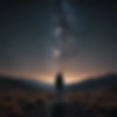 Solitude in the Cosmos Sorrowful silhouette standing alone under a vast starlit sky