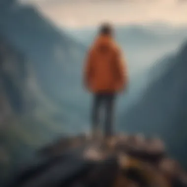 A person standing confidently on top of a mountain, symbolizing achievement and leveraging strengths.