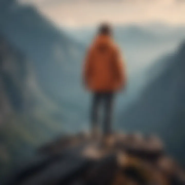 A person standing confidently on top of a mountain, symbolizing achievement and leveraging strengths.