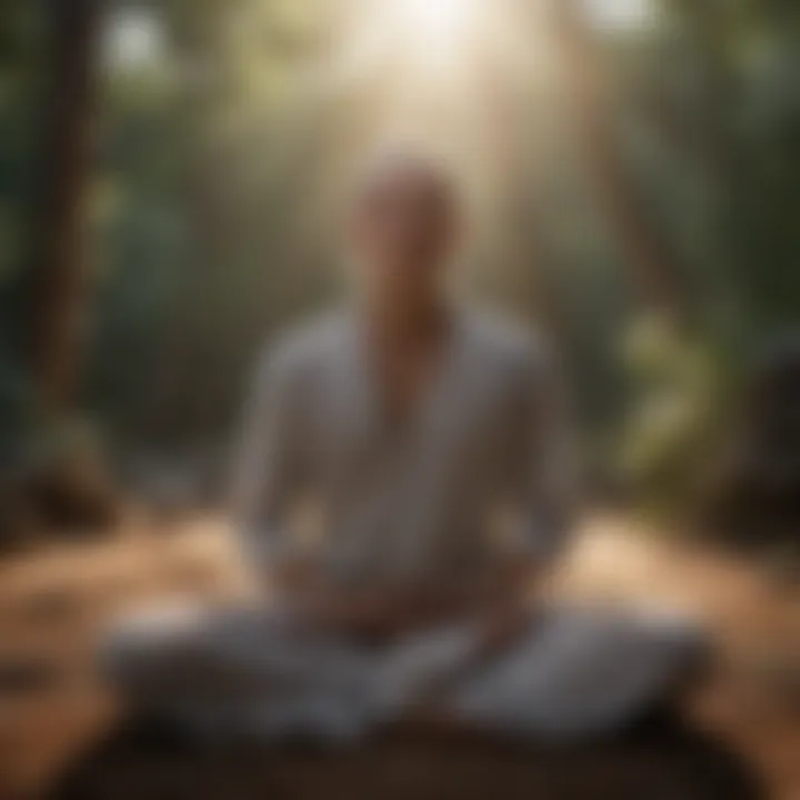 Person meditating with a serene expression