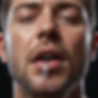 Close-up of a person practicing deep breathing