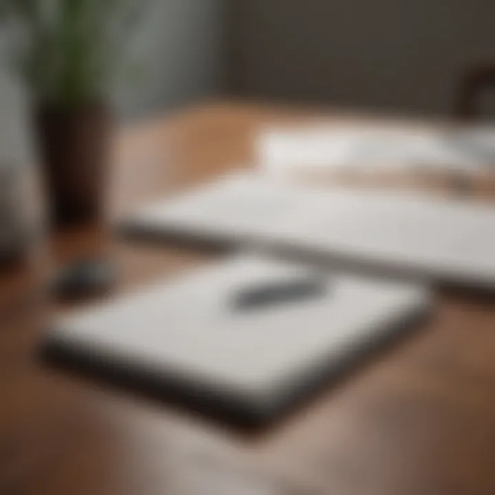 A journal and pen placed on a table, encouraging self-reflection.