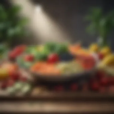 Nutrient-Rich Balanced Diet Healthy meal with colorful vegetables and fruits