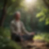 Person meditating in peaceful nature setting