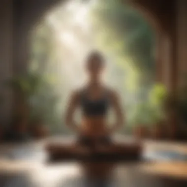 Person practicing yoga in serene environment