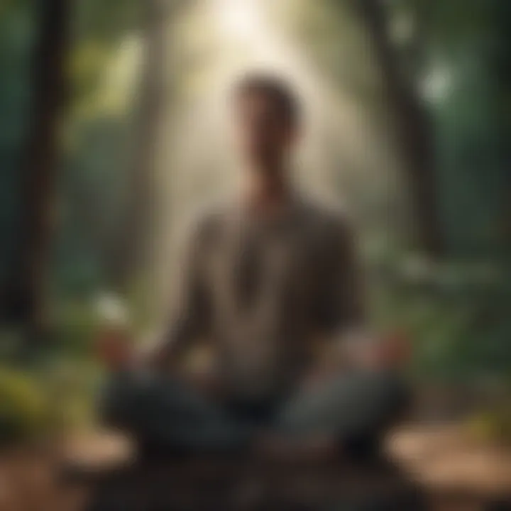 Person meditating in a peaceful setting