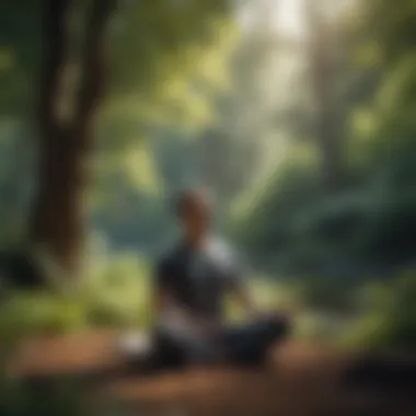 Person meditating surrounded by nature