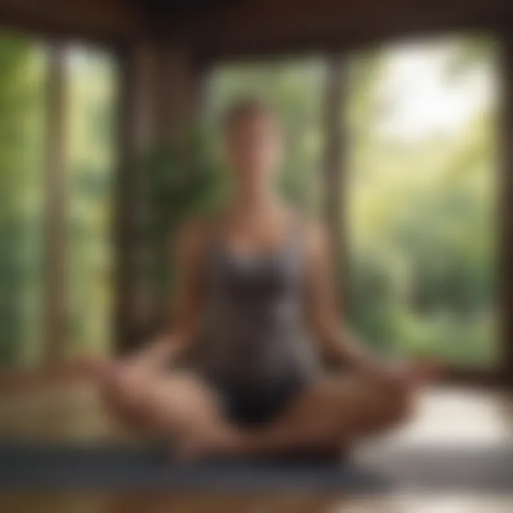 Woman practicing yoga in a serene natural setting