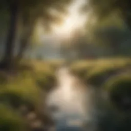 Illustration depicting the essence of happiness in a serene landscape