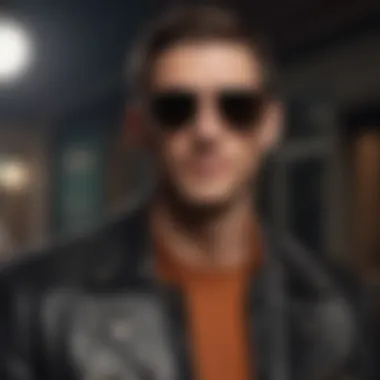 Timeless Cool A retro-inspired look featuring a vintage leather jacket and classic aviator sunglasses