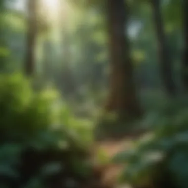 Sunlight filtering through lush green leaves