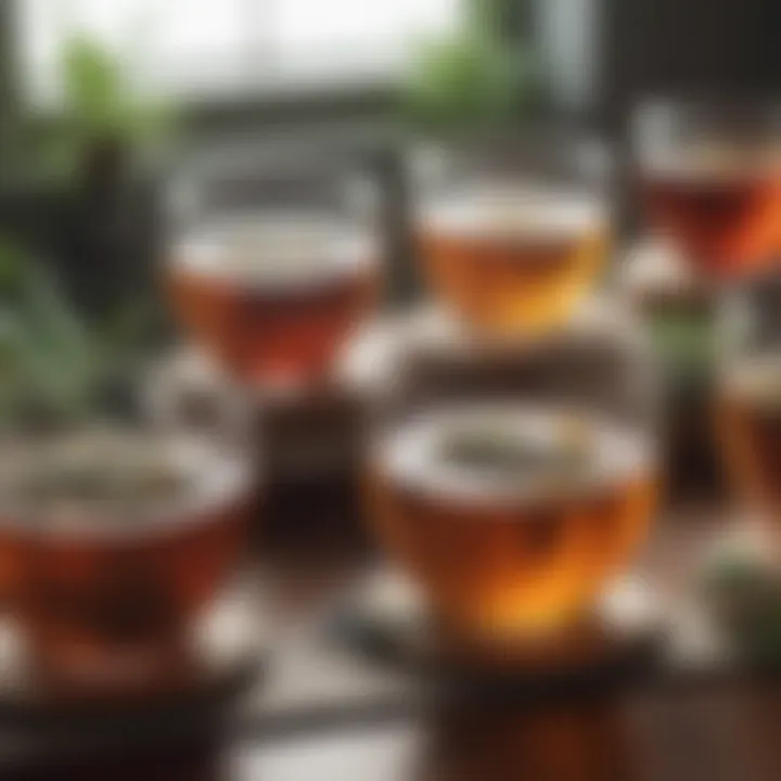 A tranquil setting featuring an assortment of calming herbal teas