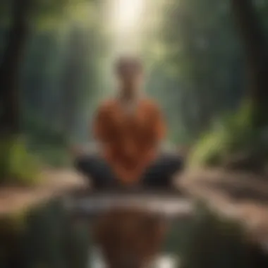 A person meditating in a peaceful environment