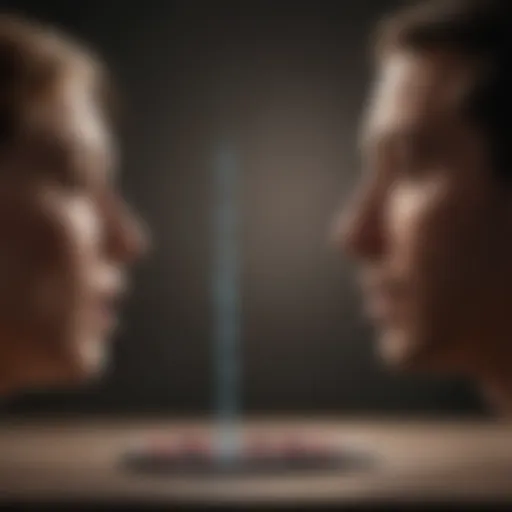 Illustration depicting conflicting beliefs in decision-making process