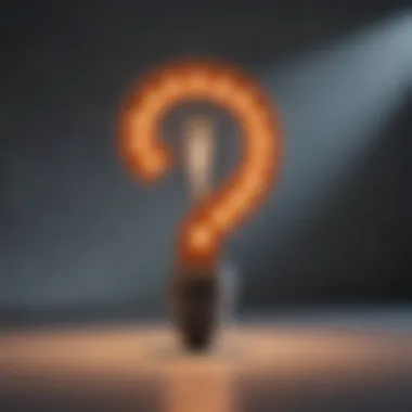 Inquiry Illumination Artistic depiction of a question mark intertwining with a light bulb symbolizing the power of questioning